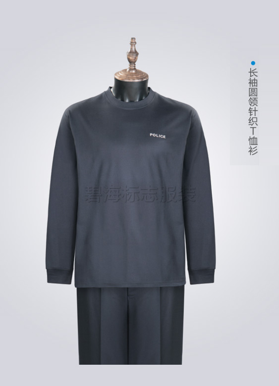 长袖圆领针织T恤衫